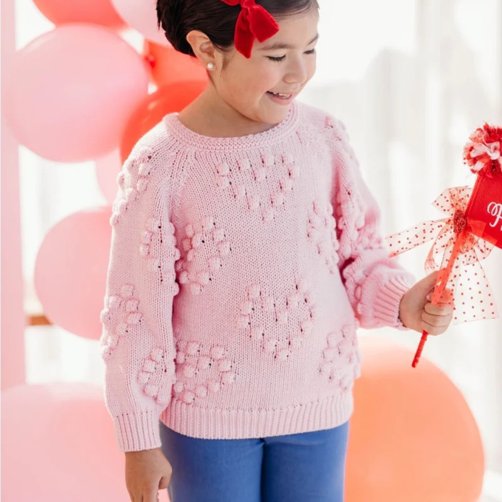 Cheeky plum 6y Pink Pom-Pom Knit Sweater